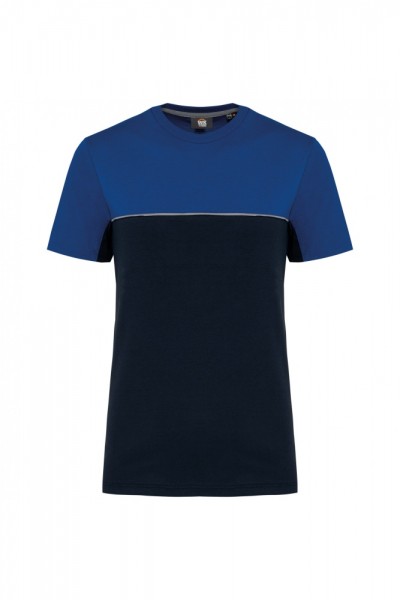 Zweifarbiges umweltfreundliches Unisex-T-Shirt mit kurzen Ärmeln WK304, Navy / Royal Blue