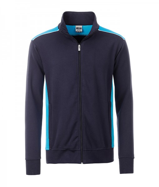 Men&#039;s Workwear Sweat Jacket - COLOR - JN870, navy/turquoise