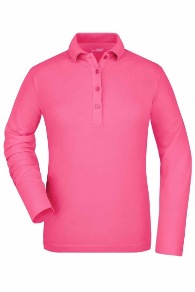 Ladies&#039; Elastic Polo Long-Sleeved JN180, pink