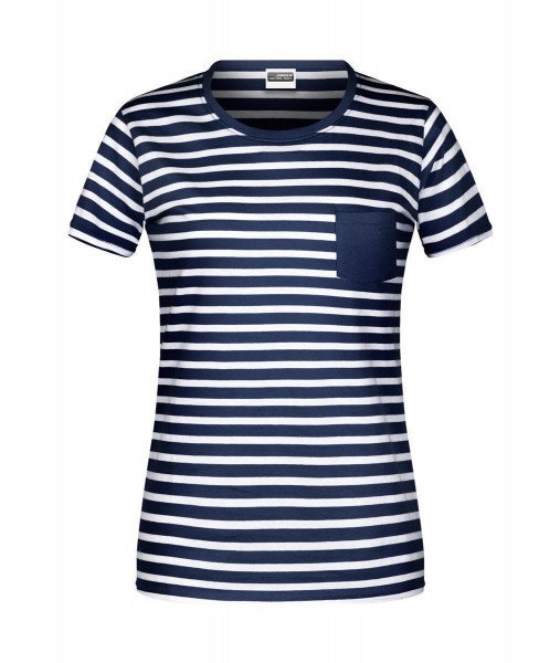 Ladies&#039; T-Shirt Striped 8027, navy/white