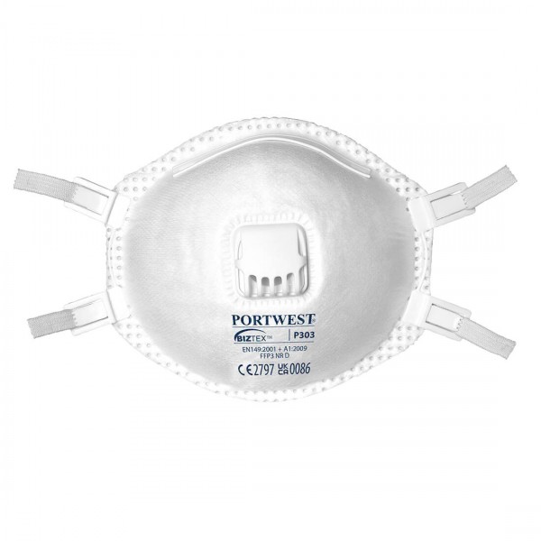 FFP3 Dolomit Feinstaubmaske mit Ventil, P303, Weiß