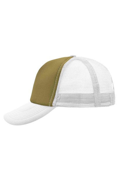 5 Panel Polyester Mesh Cap, olive/white, MB070, one size