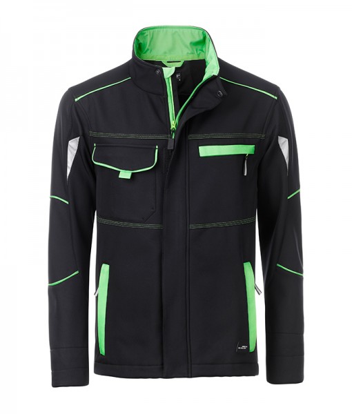 Workwear Softshell Jacket - COLOR - JN851, black/lime-green