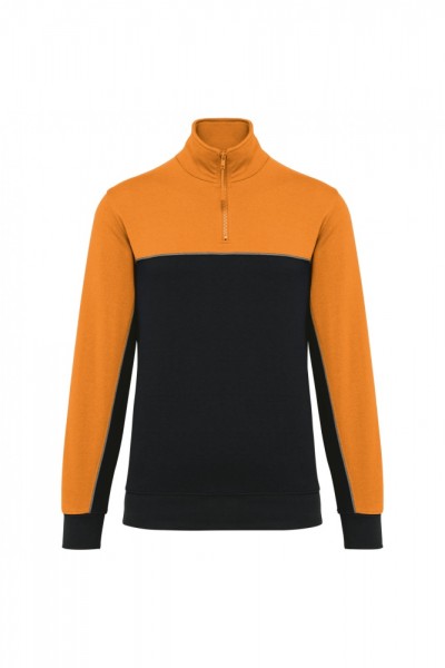 Umweltfreundliches Unisex-Sweatshirt mit Reißverschlusskragen WK404, Black / Orange