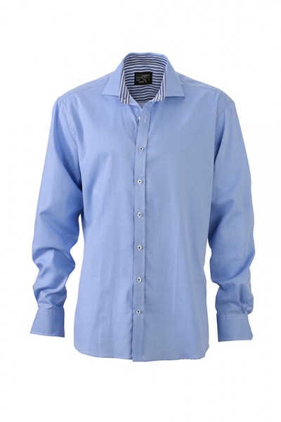Men&#039;s Shirt, Hemden/Blusen, light-blue/navy-white