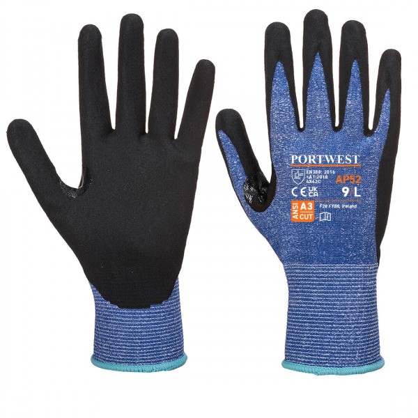 Dexti Ultra Schnittschutz-Handschuh, AP52, Blau/Schwarz