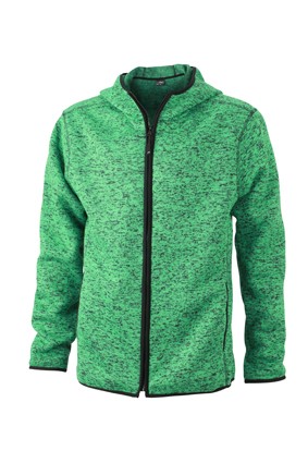 Men&#039;s Knitted Fleece Hoody JN589, green-melange/black