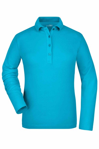 Ladies&#039; Elastic Polo Long-Sleeved JN180, turquoise