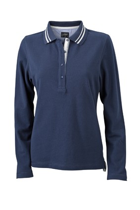 Ladies&#039; Polo Long-Sleeved, Polos, navy/off-white