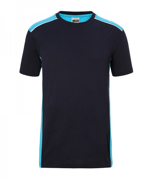 Men&#039;s Workwear T-Shirt - COLOR - JN860, navy/turquoise