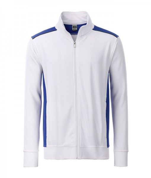 Men&#039;s Workwear Sweat Jacket - COLOR - JN870, white/royal