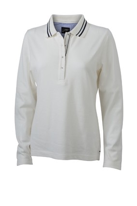 Ladies&#039; Polo Long-Sleeved, Polos, off-white/navy