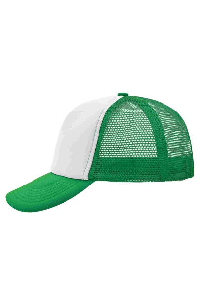 5 Panel Polyester Mesh Cap, white/fern-green, MB070, one size