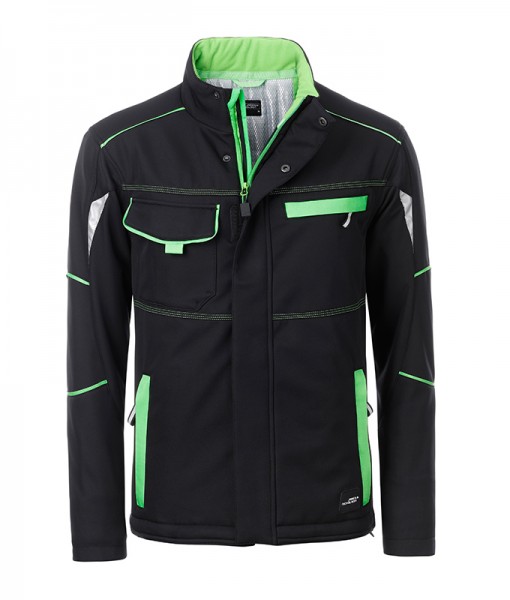 Workwear Softshell Padded Jacket - COLOR - JN853, black/lime-green