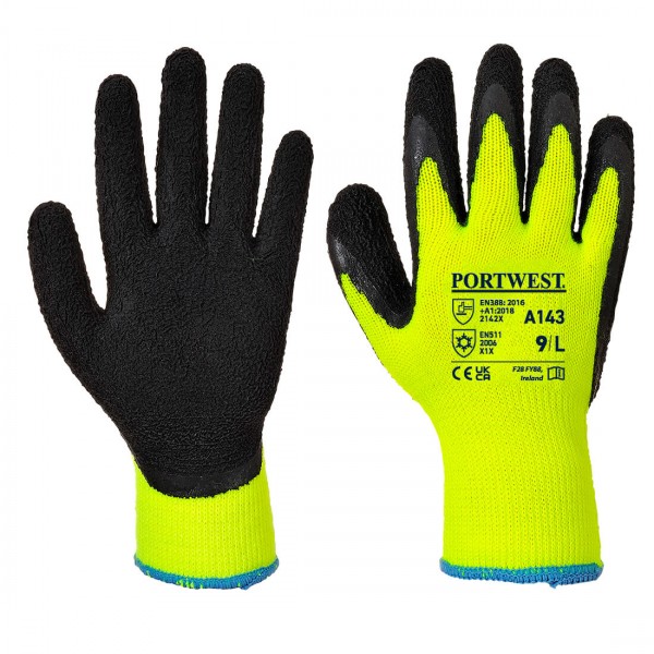Thermal Soft Grip Handschuh, A143, Gelb/Schwarz