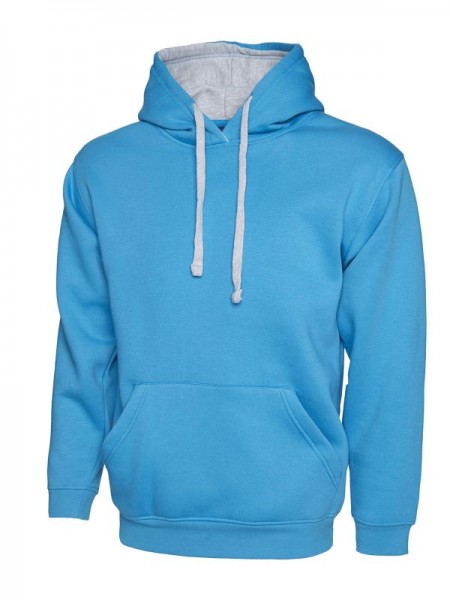 Contrast Hooded Sweatshirt UC507 Sapphire/Heather Grey