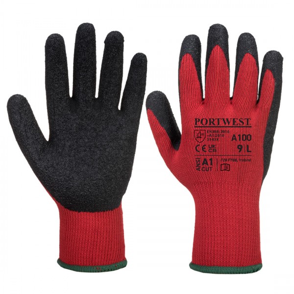 Grip Latex-Handschuh, A100, Rot/Schwarz