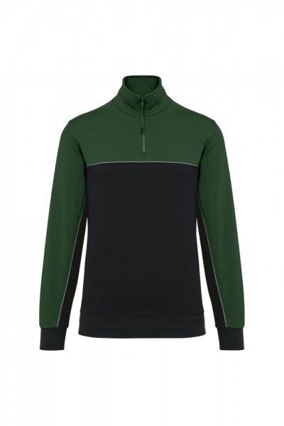 Umweltfreundliches Unisex-Sweatshirt mit Reißverschlusskragen WK404, Black / Forest Green