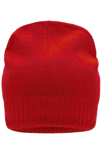 Knitted Beanie with Fleece Inset, red, MB7925, one size