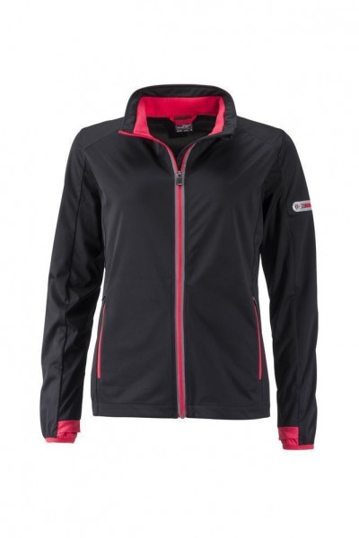 Ladies&#039; Sports Softshell Jacket JN1125, black/light-red