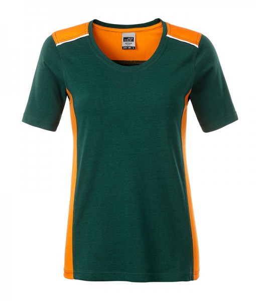 Ladies&#039; Workwear T-Shirt - COLOR - JN859, dark-green/orange