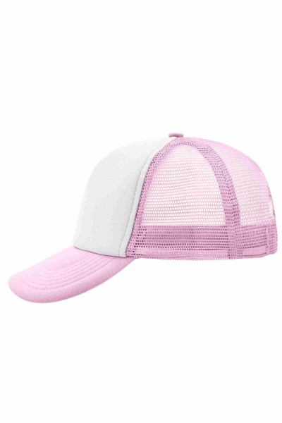 5 Panel Polyester Mesh Cap, white/baby-pink, MB070, one size