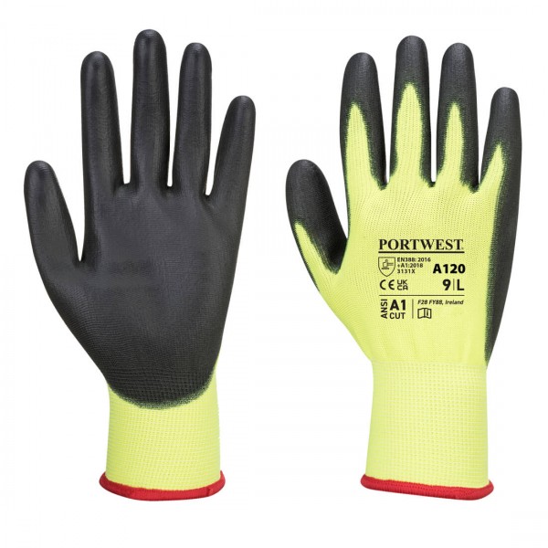 PU-Beschichteter-Handschuh, A120, Gelb/Schwarz