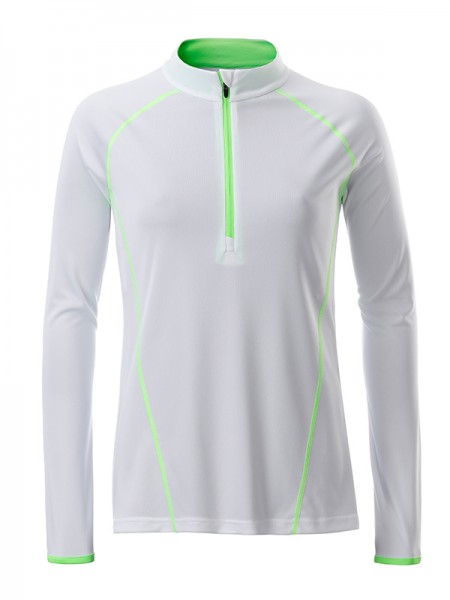 Ladies&#039; Sports Shirt Longsleeve JN497, white/bright-green