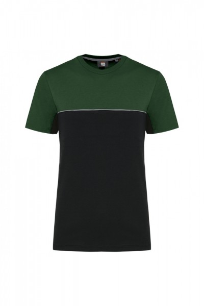 Zweifarbiges umweltfreundliches Unisex-T-Shirt mit kurzen Ärmeln WK304, Black / Forest Green