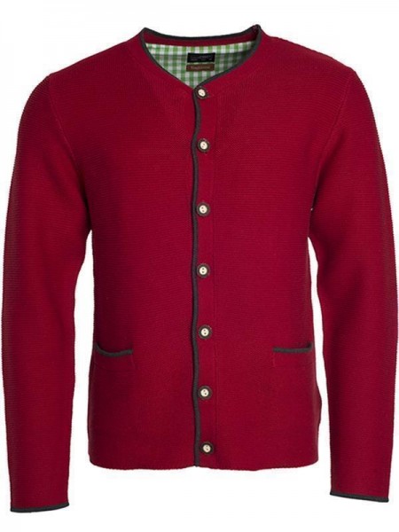 Men&#039;s Traditional Knitted Jacket JN640, red/anthracite-melange/green