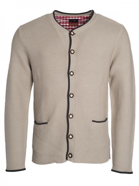 Men&#039;s Traditional Knitted Jacket JN640, beige/anthracite-melange/red