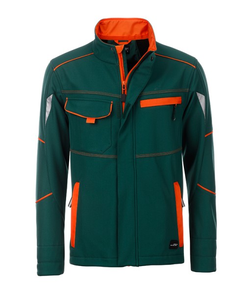 Workwear Softshell Jacket - COLOR - JN851, dark-green/orange