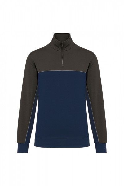 Umweltfreundliches Unisex-Sweatshirt mit Reißverschlusskragen WK404, Navy / Dark Grey