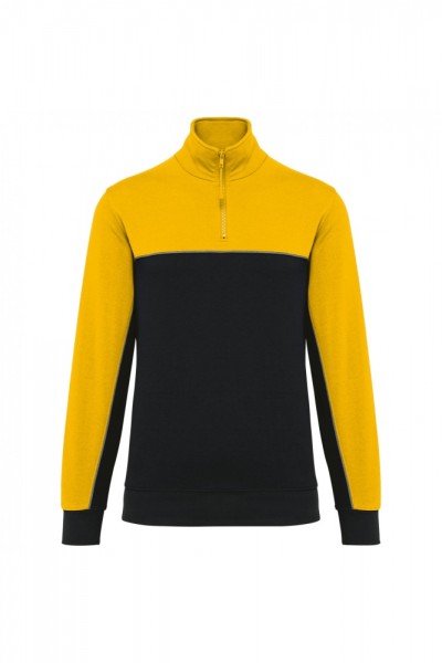Umweltfreundliches Unisex-Sweatshirt mit Reißverschlusskragen WK404, Black / Yellow