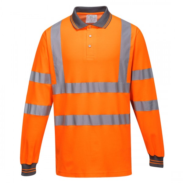 Langarm Baumwoll Komfort Poloshirt, S271, Orange