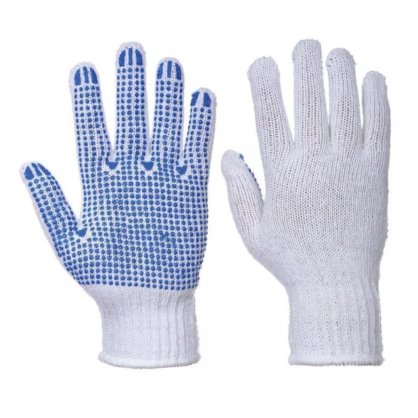 Klassischer Noppen- Handschuh, A111, Weiß/Blau
