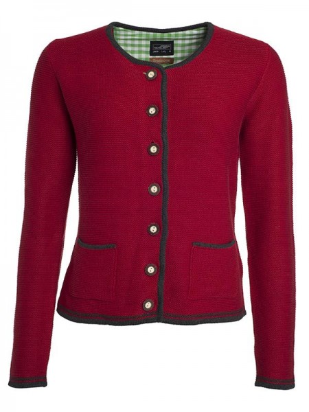 Ladies&#039; Traditional Knitted Jacket, Jacken, red/anthracite-melange/green