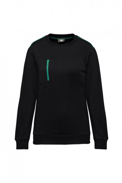 DayToDay Unisex-Sweatshirt mit kontrastfarbener zip Tasche WK403, Black / Kelly Green