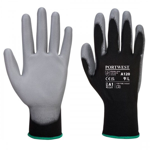 PU-Beschichteter-Handschuh, A120, Schwarz/Grau