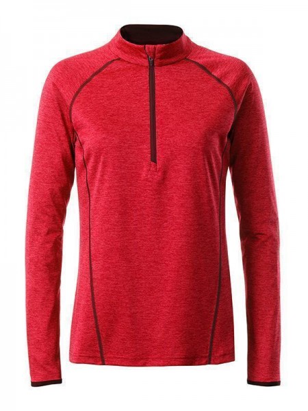 Ladies&#039; Sports Shirt Longsleeve JN497, red-melange/titan