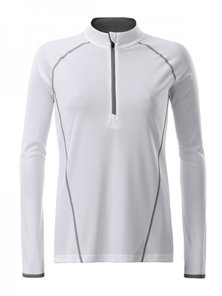 Ladies&#039; Sports Shirt Longsleeve JN497, white/silver