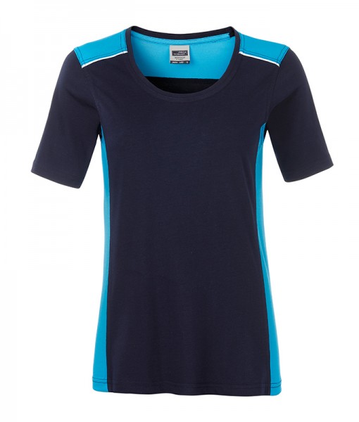 Ladies&#039; Workwear T-Shirt - COLOR - JN859, navy/turquoise
