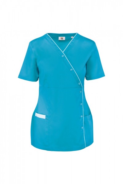 Damenkittel aus Baumwollpolyester mit Druckknöpfen WK506C, Light Turquoise