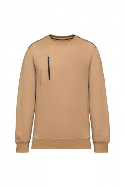DayToDay Unisex-Sweatshirt mit kontrastfarbener zip Tasche WK403, Camel / Black