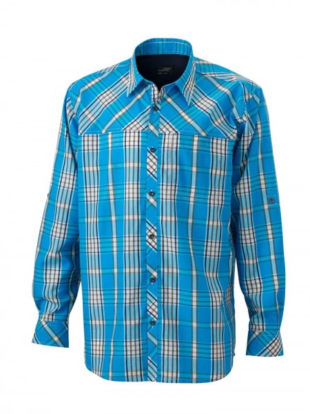 Men's UV-Protect Trekking Shirt Long-Sleeved, Hemden/Blusen, azur/navy