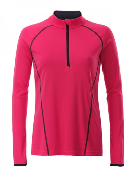 Ladies&#039; Sports Shirt Longsleeve JN497, bright-pink/titan