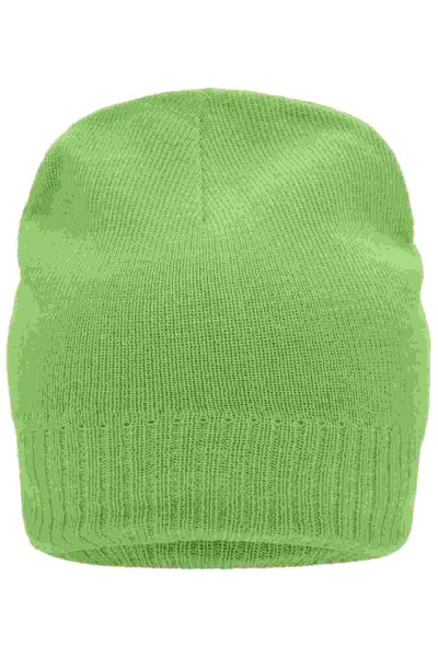 Knitted Beanie with Fleece Inset, lime-green, MB7925, one size
